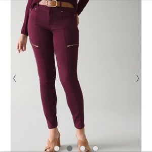 White House, Black market maroon Moto skinny jeans